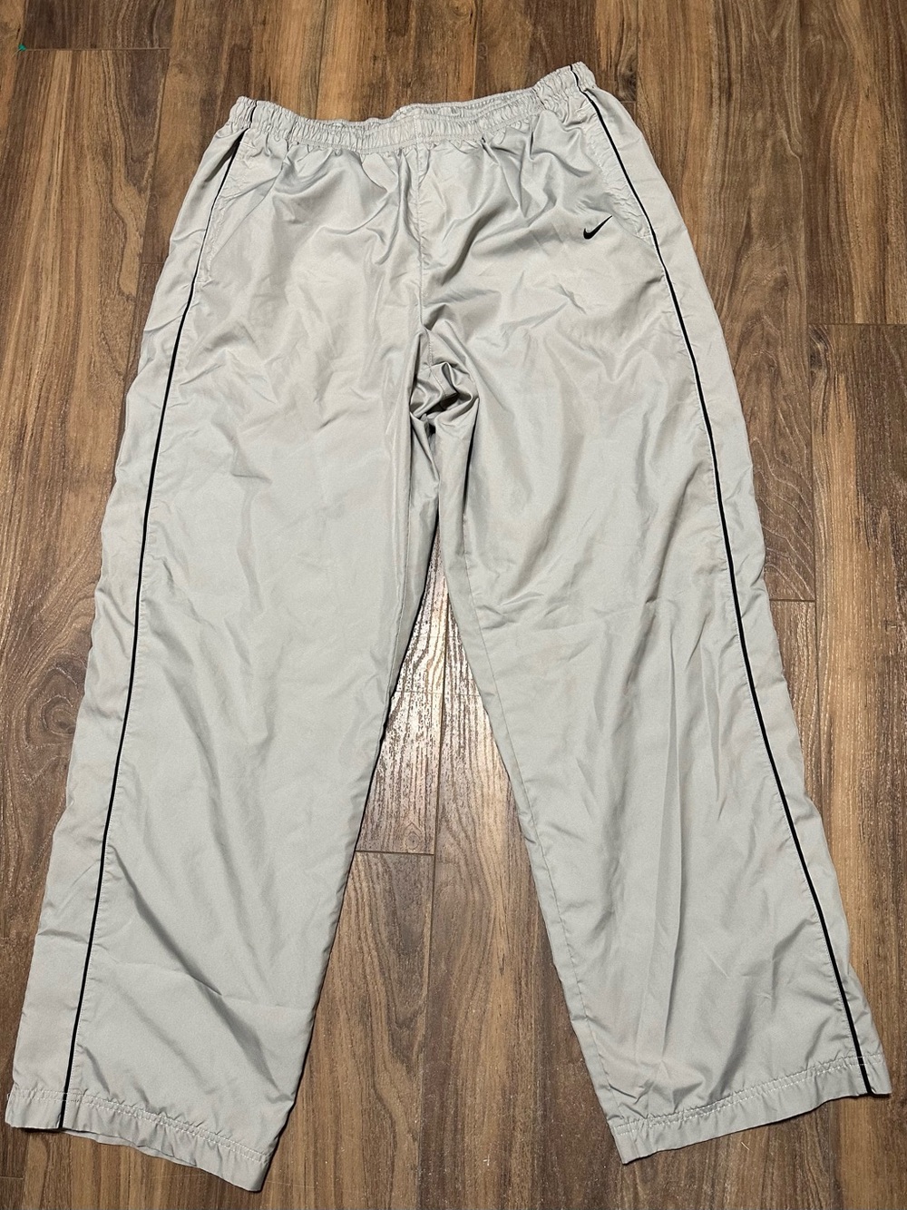 VTG Y2k Nike Gray Lined Windbreaker Track Pants L Large Silver Tag Ankle Zip
